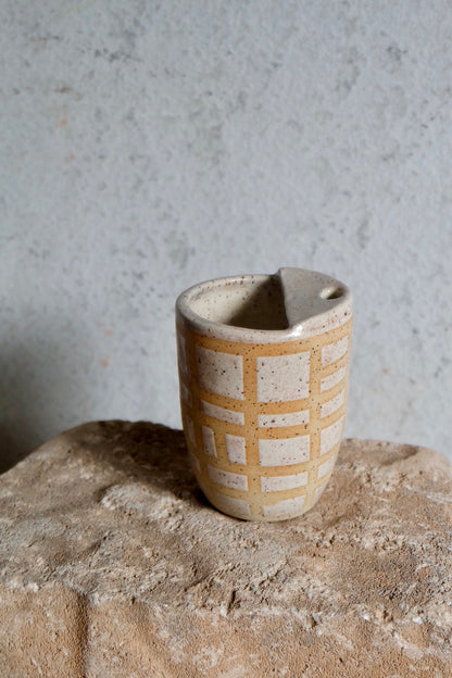 travel cup - speckled sand & gingham